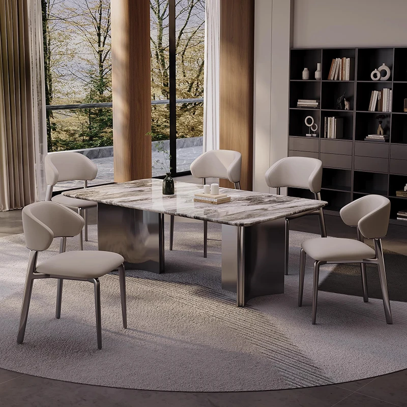 Premium Leather Dining Chairs Italian Modern Classic Upholstered Dining Chairs Simple Nordic Sillas Para Comedor Furniture