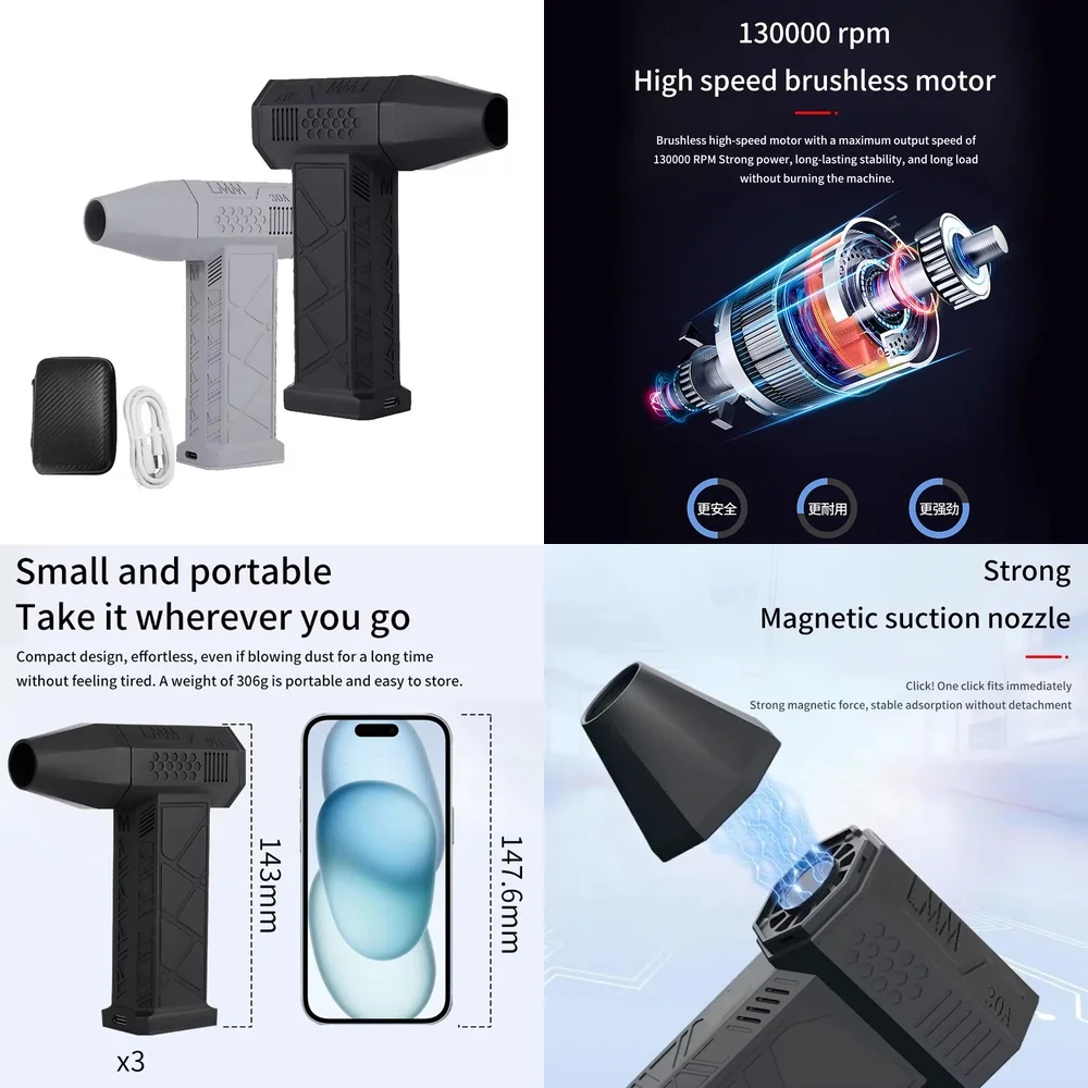 

Mini Air Blower for Fan Violent Fan 130000 RPM High Speed Duct Fan Brushed Motor DIY Battery Powered Electric Dryer Portable