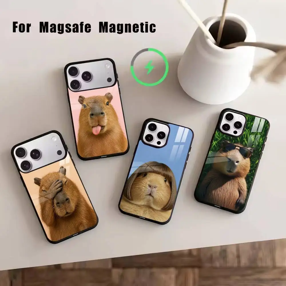 

Cute-Capybara Phone Case For iPhone17,16,15,14,13,12,11 Plus,Pro Magnetic with Magsafe Wireless Charging