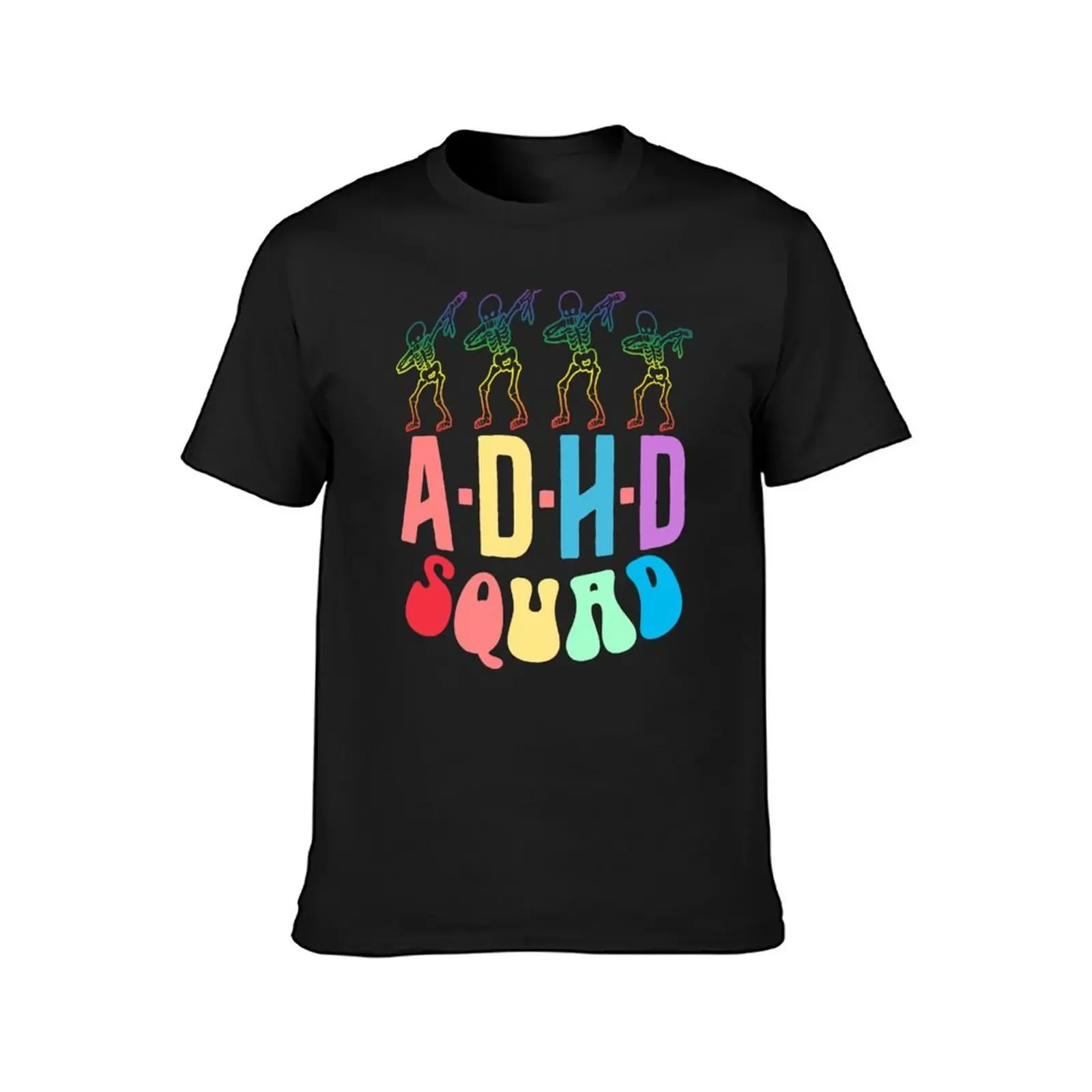 ADHD Squad Skeleton Dab Team Funny Colorful T-Shirt cheap stuff graphics custom t shirt oversized graphic tee mens t shirt