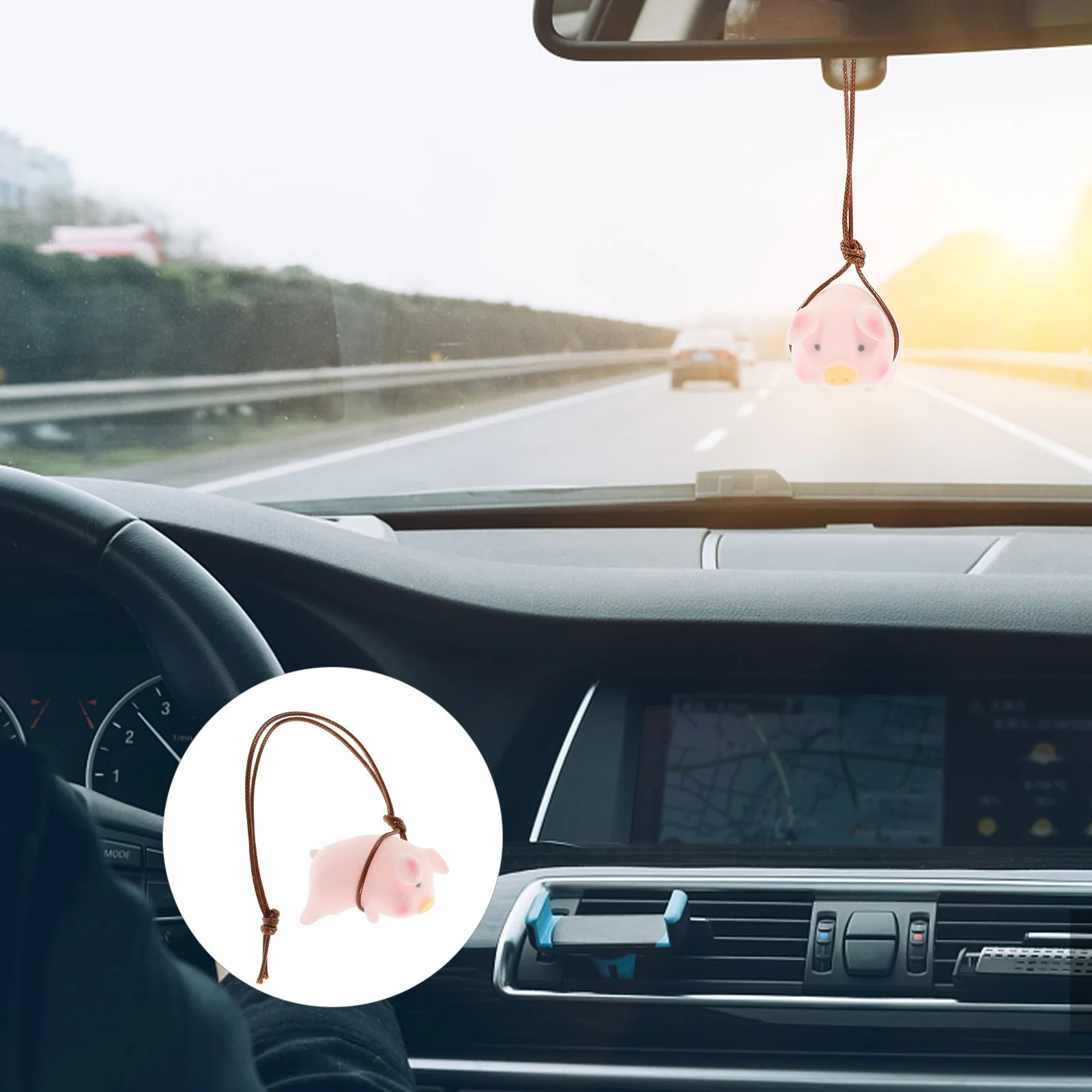 

Cute Pig Resin Car Pendant for Vehicle Interior Decor Adorable Bag Hanging Charm Lovely Cartoon Animal Accessory