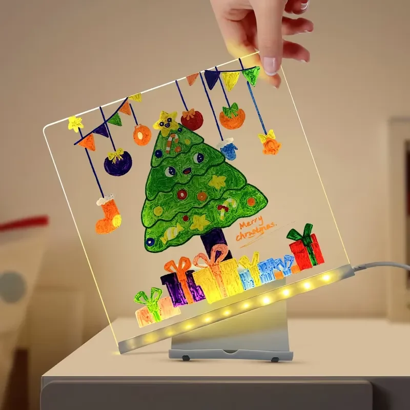 Creative Modern DIY Childrens Painting Message Board Writing Notes LED Acrylic Display Home Decoration Gift Set