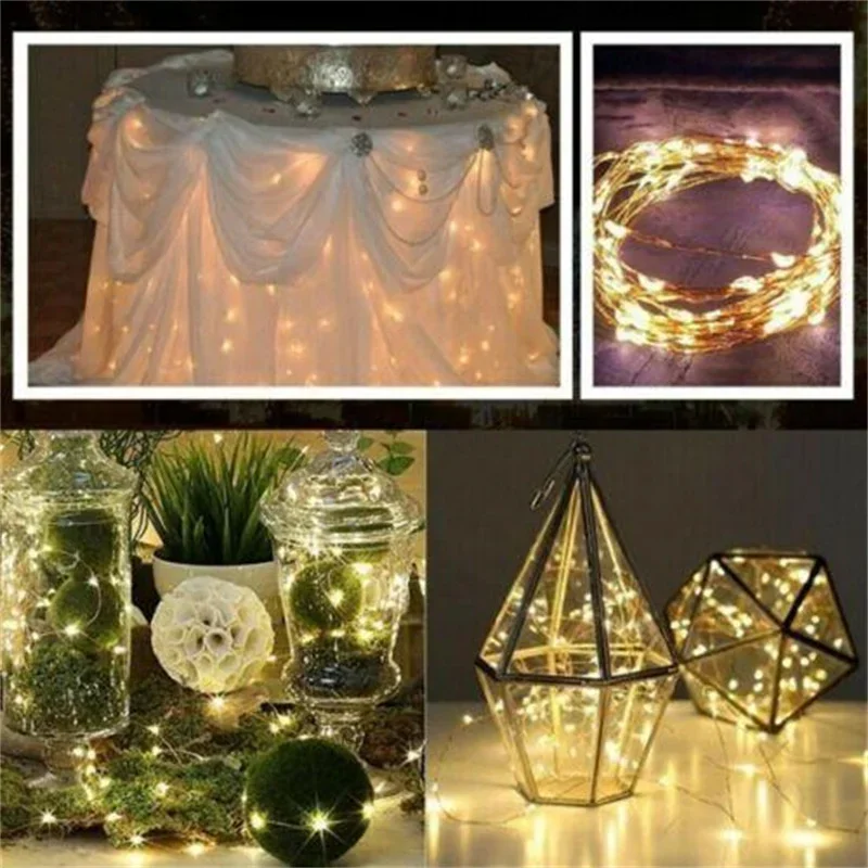 1-20M Copper Wire String Lights Battery Powered LED Fairy String Lights Lamps for Christmas Holiday Wedding Party Fairy Lights