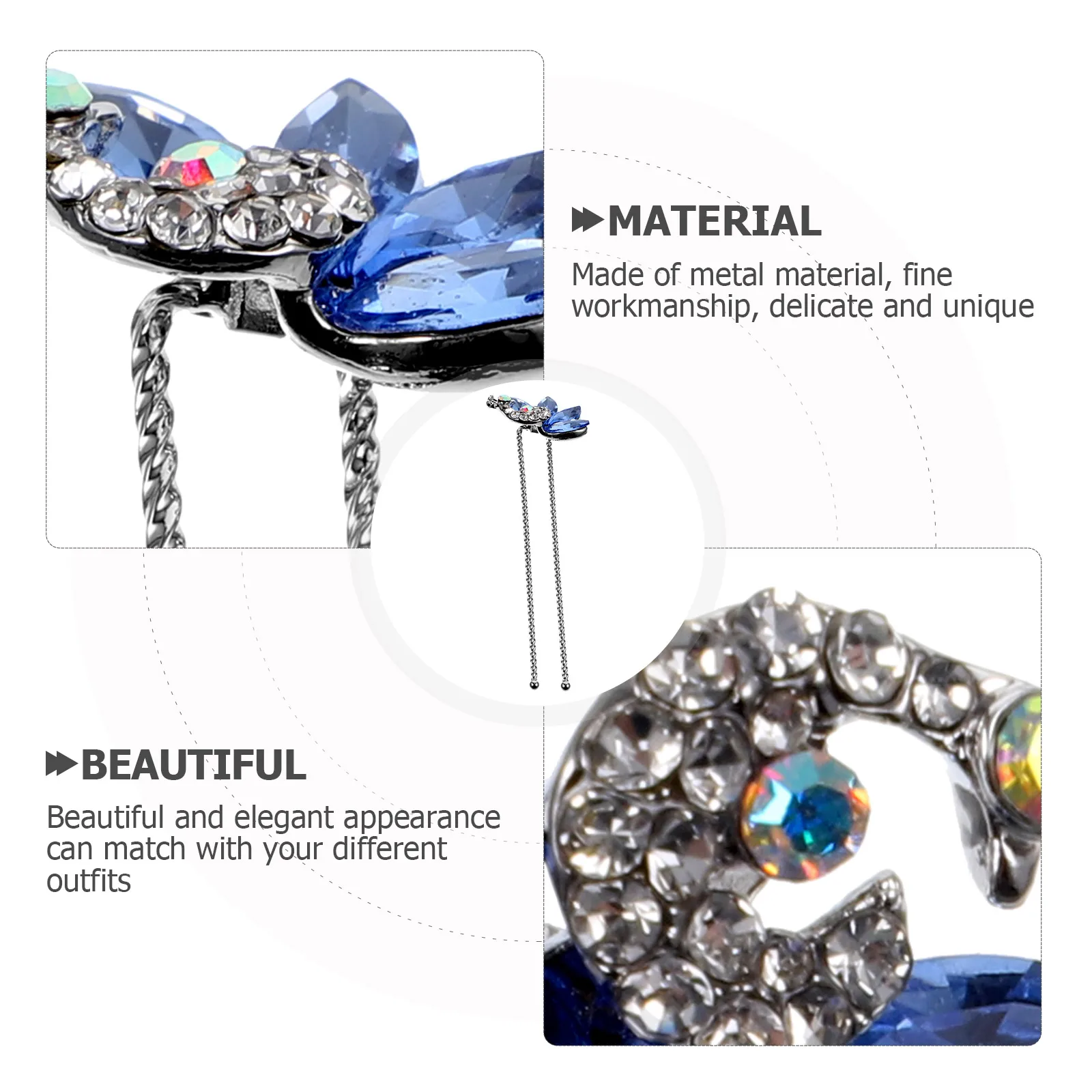 

4 Pcs Rhinestone Hairpin Beautiful Wedding Pins Crystal for Daily Life Bridal Metal