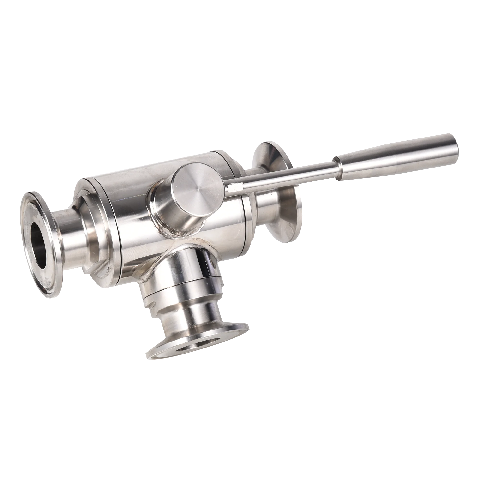 رائجة البيع 1/2 "الفولاذ المقاوم للصدأ 3 طريقة المشبك الكرة صمام الصحية دليل الكرة صمام مقبض سحب 3 طريقة الكرة صمامات