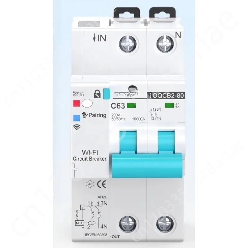 TO-QCB2 Smart WiFi Circuit Breaker 63A 2-Pole Automatic Reclosing Wall Switch, Tuya Compatible, 60A