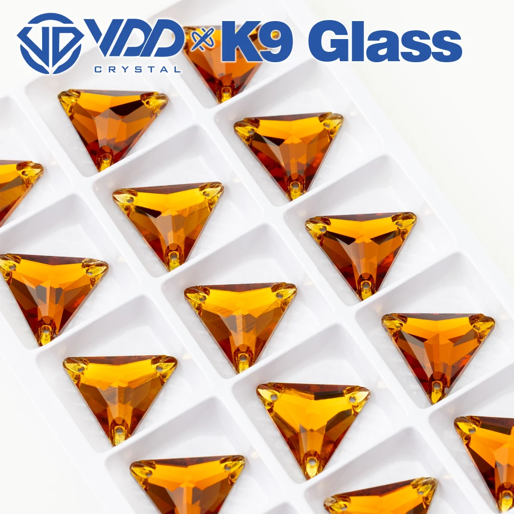 VDD S107 Kaffee-Dreieck AAAAA Top-Qualität K9 Glas Aufnähbare Strasssteine Kristall-Flachsteine zum Aufnähen für Kleidungsdekorationen – Detail 6
