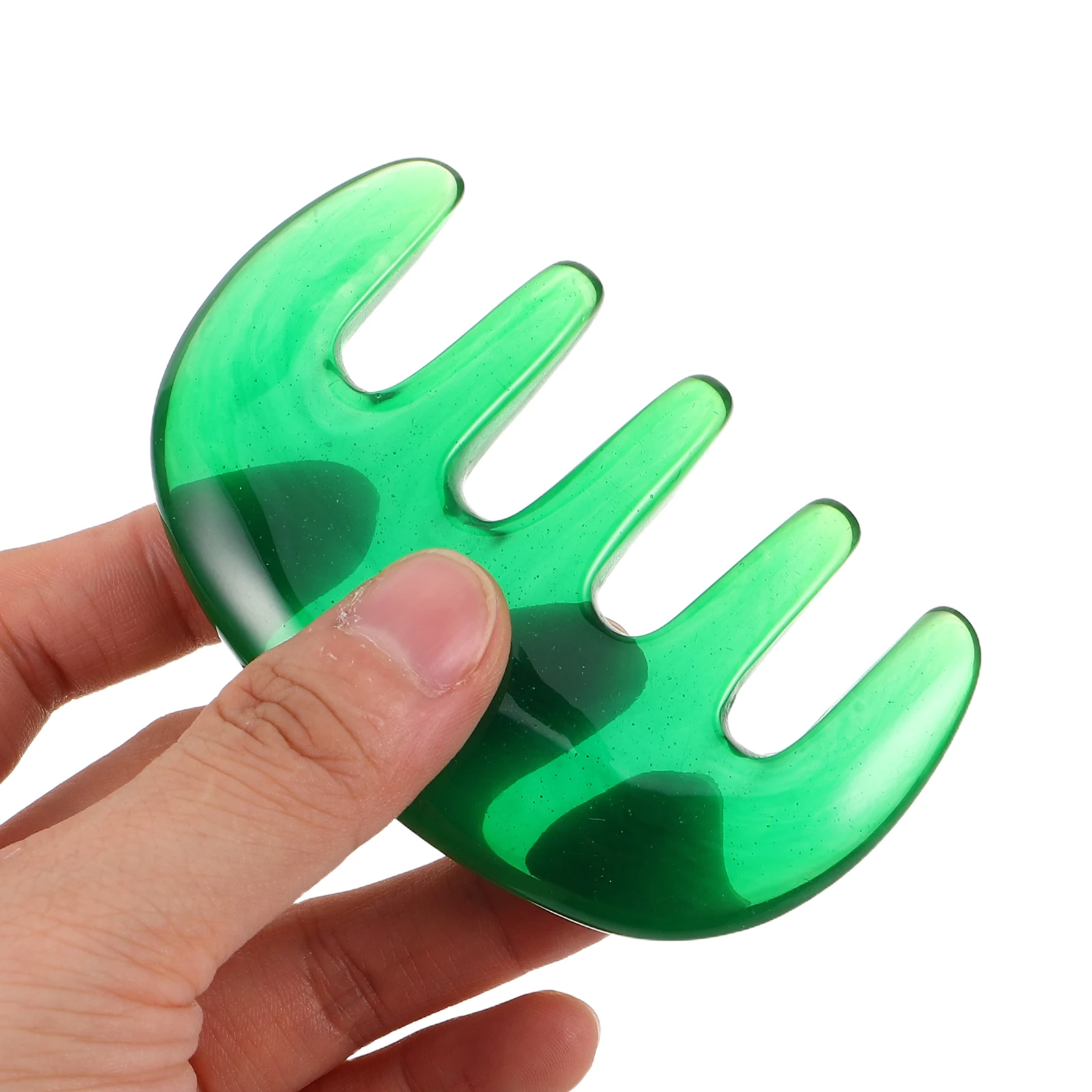 

2Pcs Green Resin Massage Comb for Scalp Stimulation 5 Teeth Head Massager Portable Hair Care Tool Anti Static Frizz Control