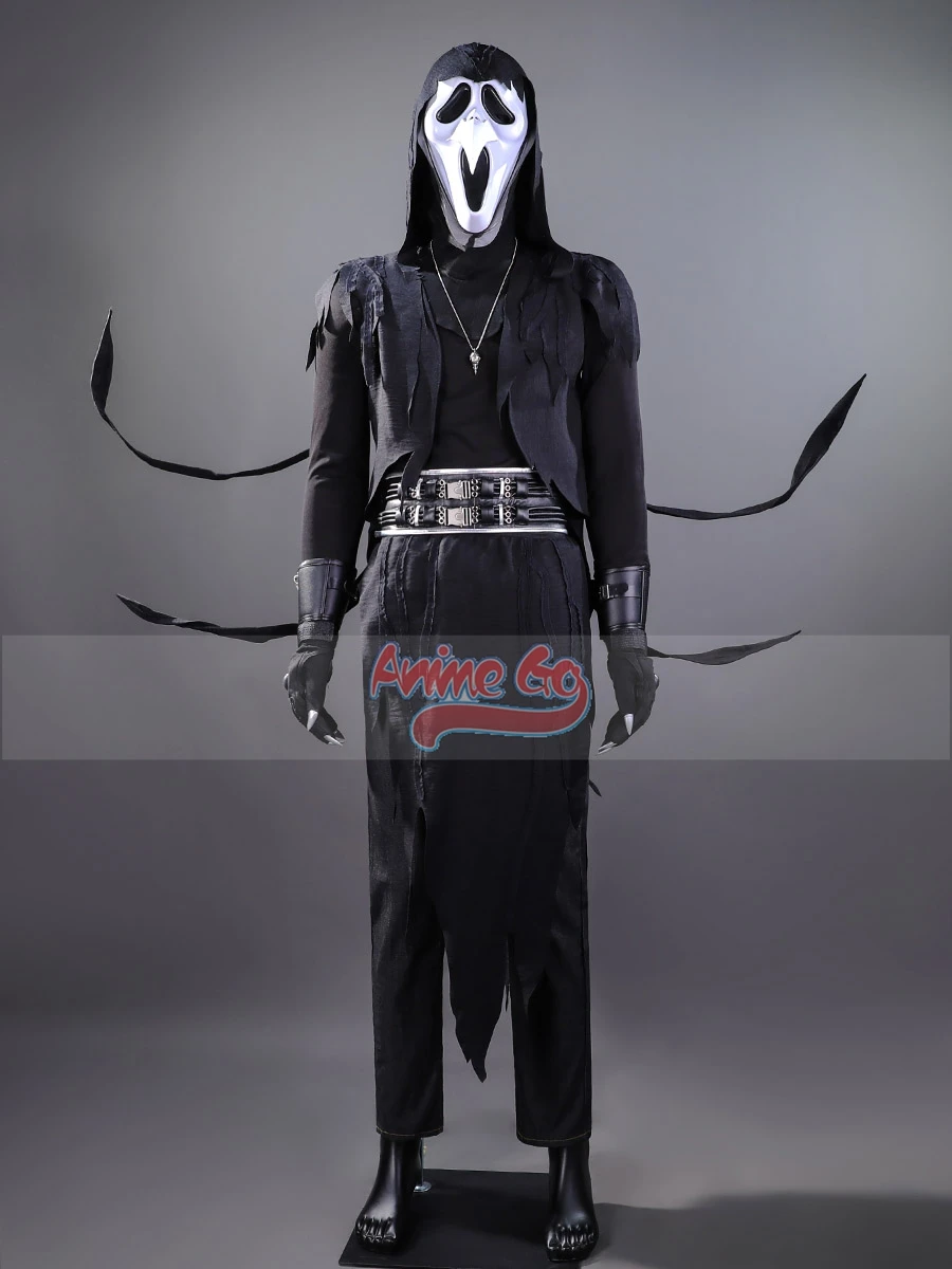 

The Ghost Face Cosplay Costume Game Black Outfit for Men Halloween Role Play