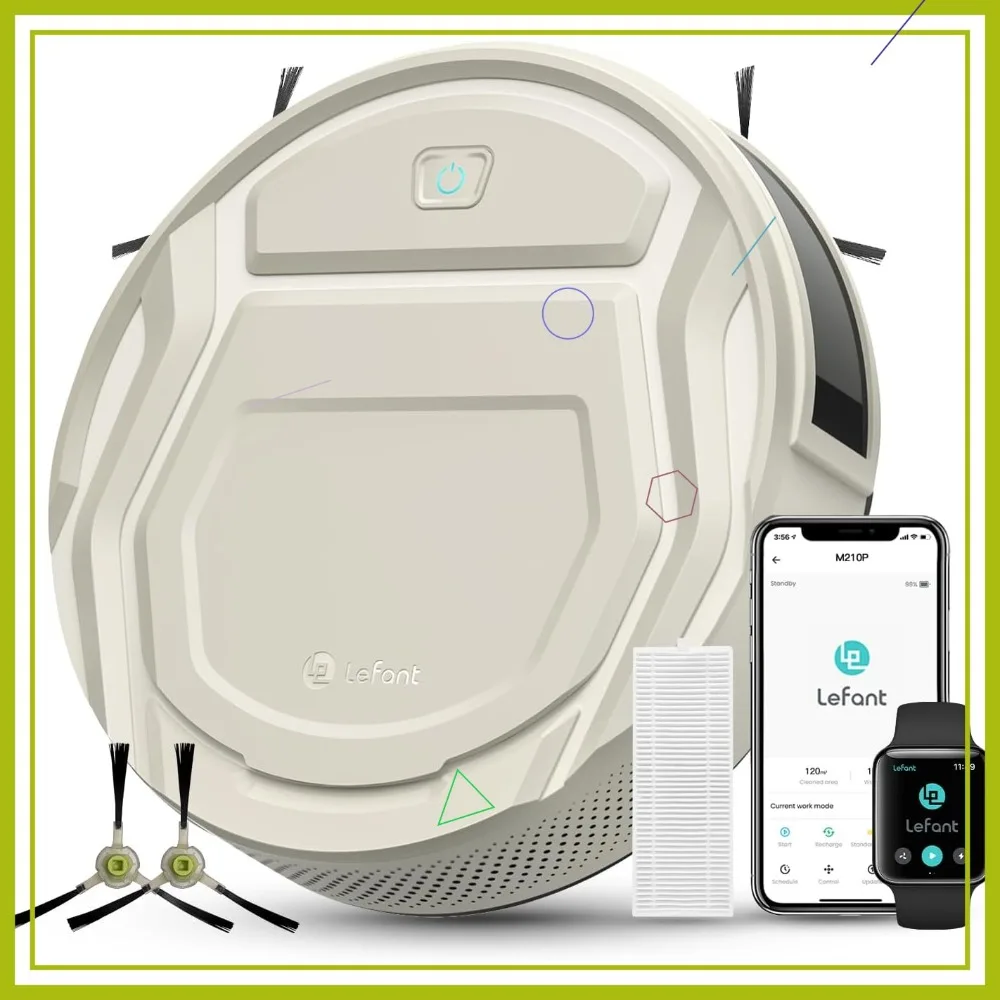 Slim Quiet Robot Vacuum, 3 Suction Levels for Pet Hair & Hard Floors, WiFi/App/Alexa/iWatch Control