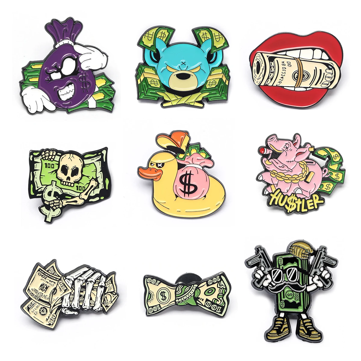 

9 шт./компл., креативная забавная эмалированная брошь в виде доллара, мультяшная булавка для купюр, куртка, значок на рюкзак, украшение, ювелирные изделия