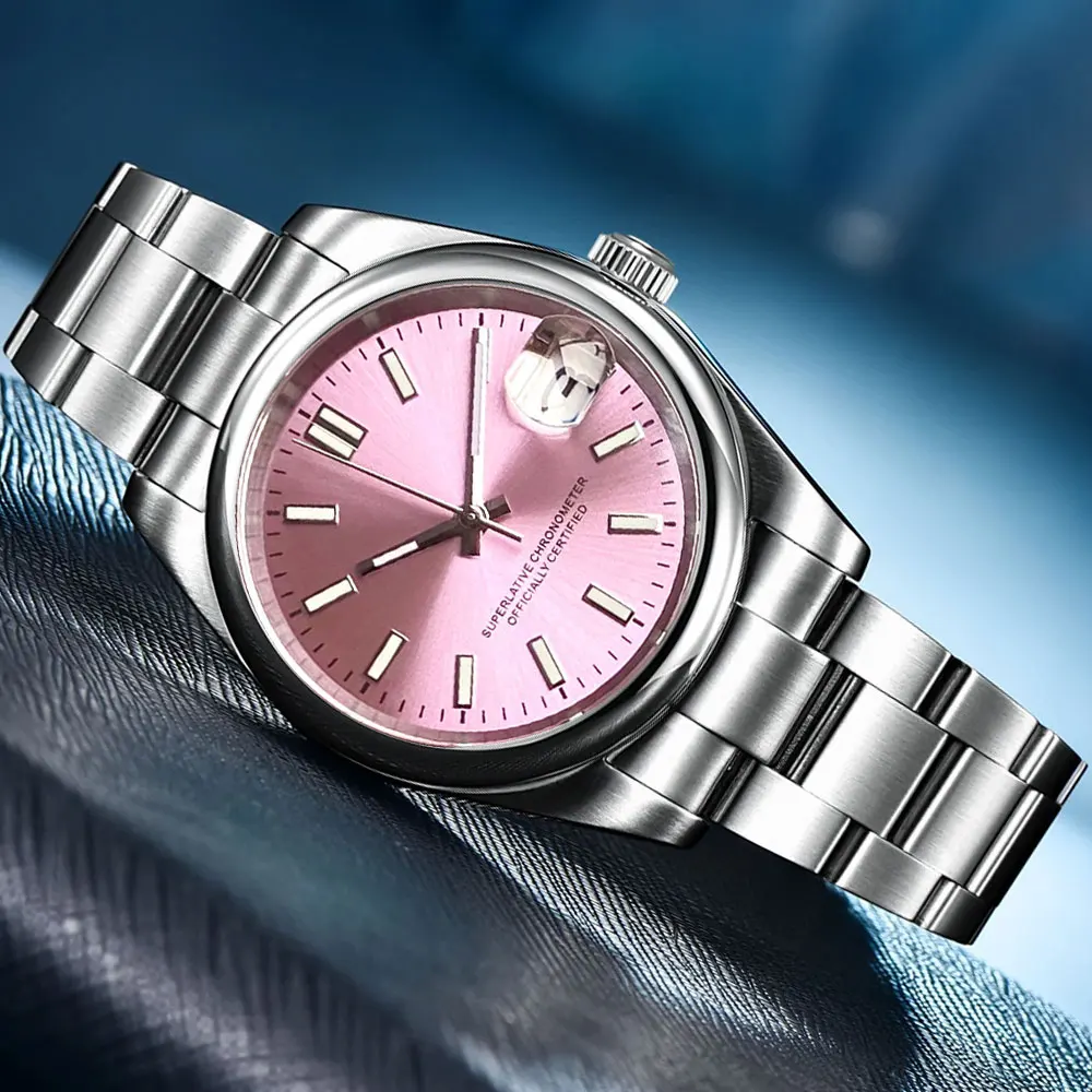Tandorio Neue runde Saphirglas 200 m wasserdicht schwarzes Sunburst-Zifferblatt Japan NH35A automatisches mechanisches Uhrwerk Herrenuhr 6