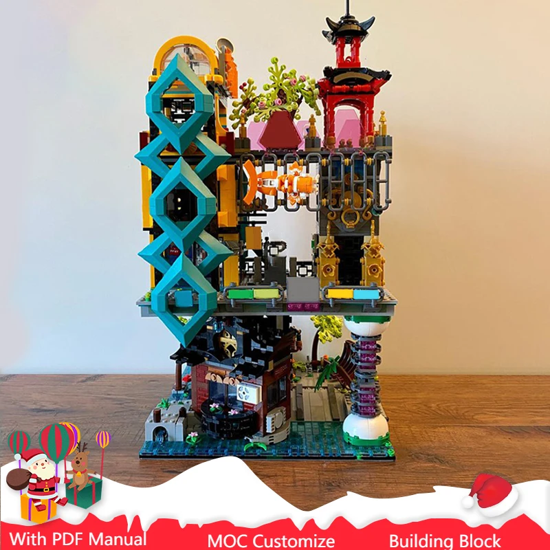 

3151 Parts Hot Selling MOC City Spa Downtown Model Modular DIY Building Blocks Kids Assembly Display Toys Festival Surprise Gift