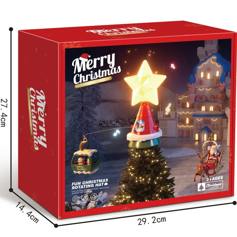 New Christmas Tree Decoration Top Rotating Music Lighting Decoration Festive Atmosphere Lighting Fully Automatic