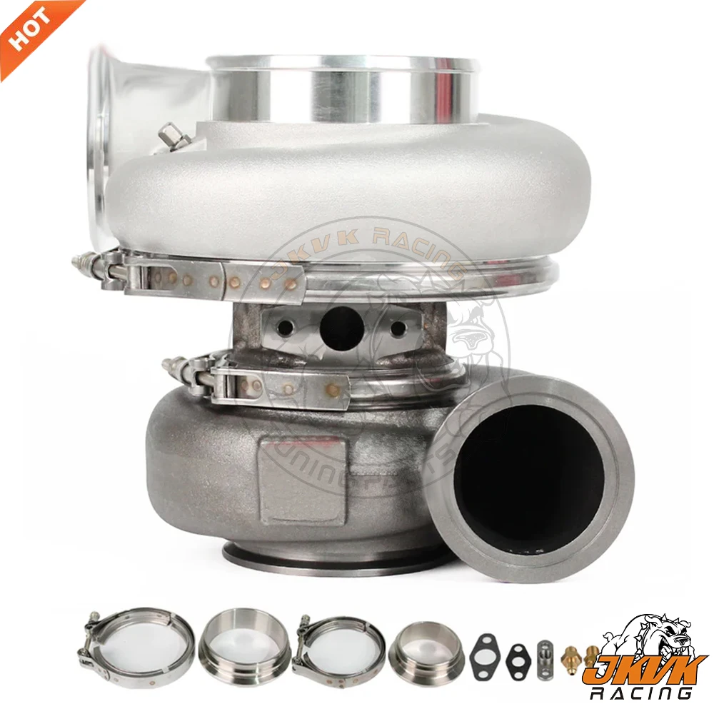 

JKVK Racing G42-1450 Reverse Rotation Dual Ceramic Ball Bearing Turbocharger 1.01/1.15/1.28 Dual V-Band Housing 525-1450HP