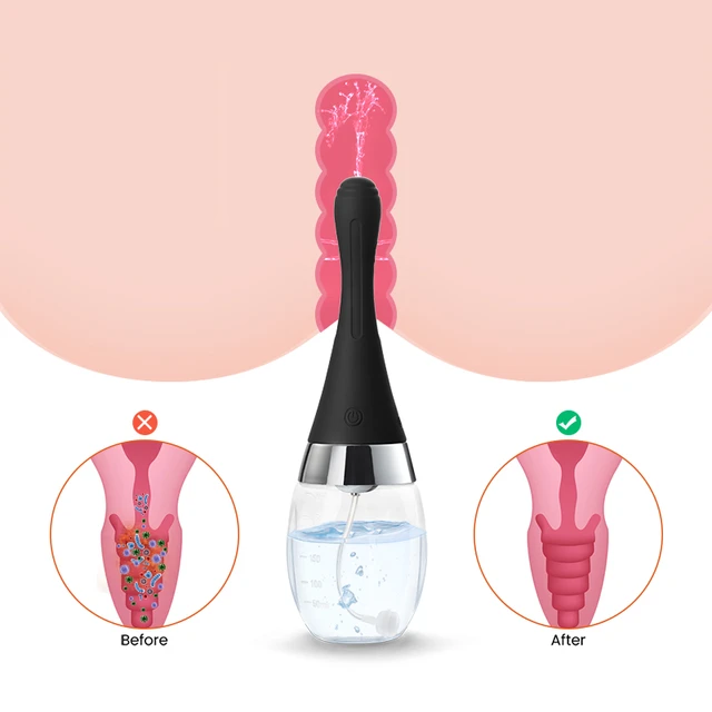 女浣腸 浣腸洗浄キット、女性用膣クリーナー - 再利用可能なシリコン肛門洗浄キットと