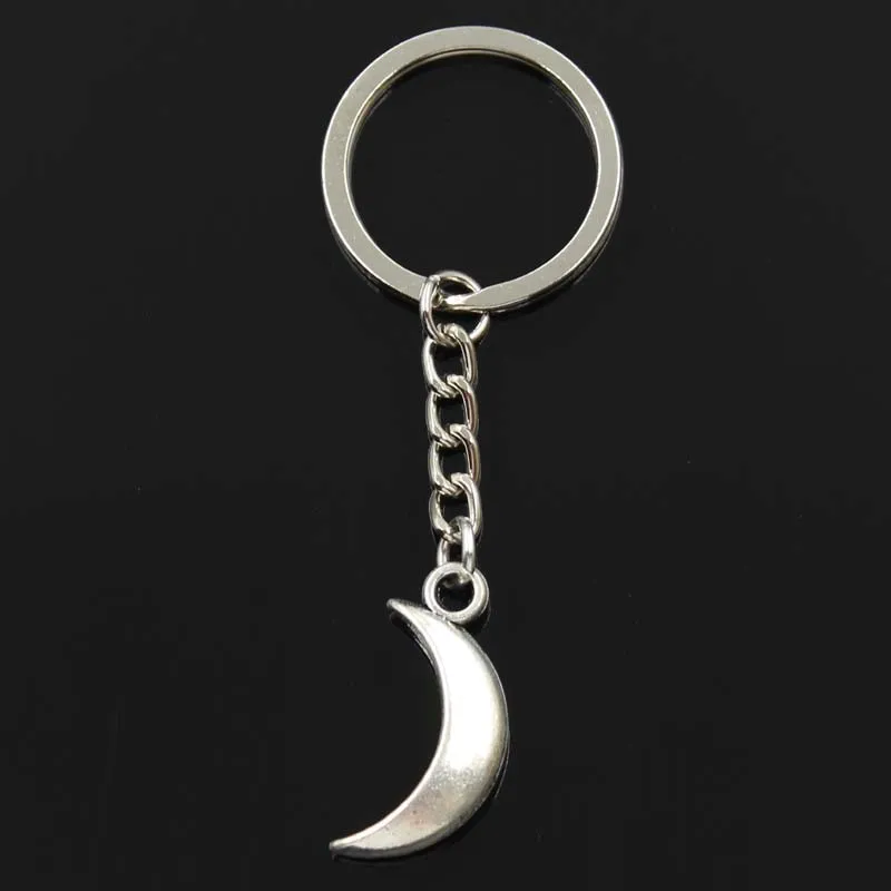 Fashion Keychain 31x14mm Moon Silver Color Pendants DIY Men Jewelry Car Key Chain Ring Holder Souvenir For Gift