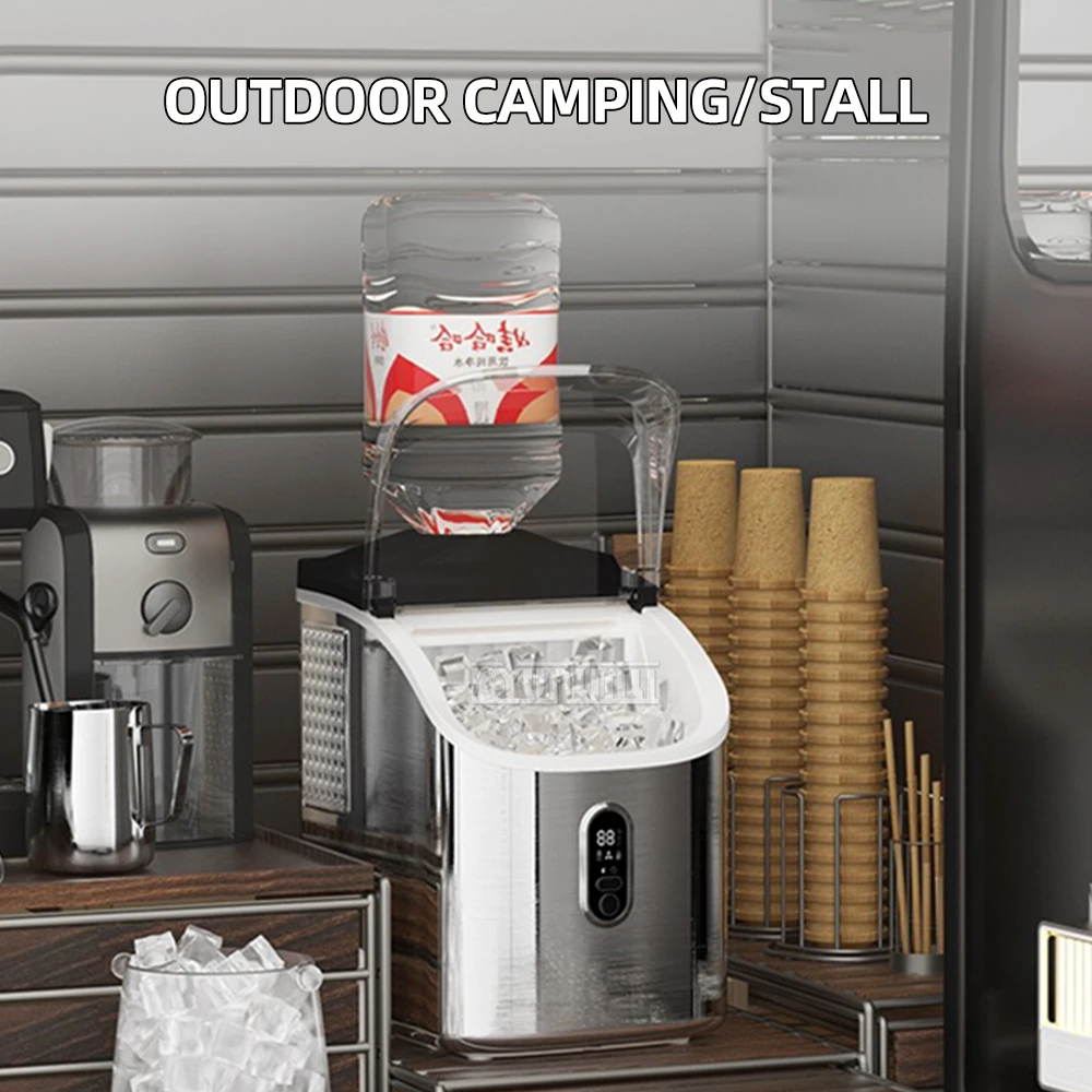 2025 25kg/24h 상업용 전기 급속 제빙기 HZB-25FS 160W 스테인레스 스틸 소재 타이밍 포함