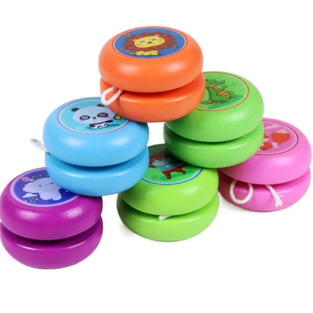 

Animal Wooden Yoyo Simplicity Concentration Portable Children's Toys Fall Prevention Cartoon Developmental Toys