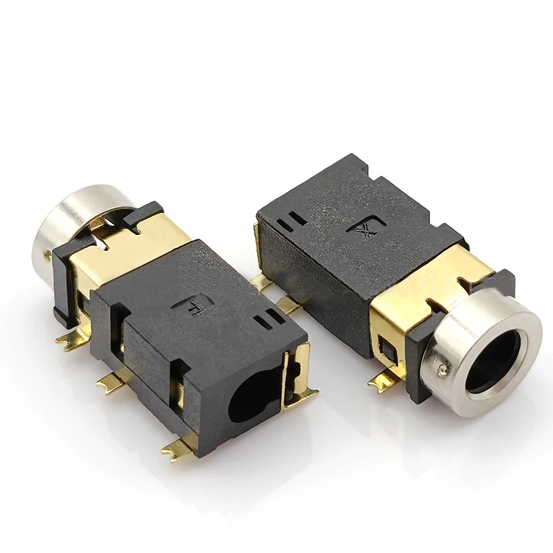 3.5mm headphone jack PJ-342C silver-plated copper head six-pin surface mount dual positioning column 3.5mm audio and video jack