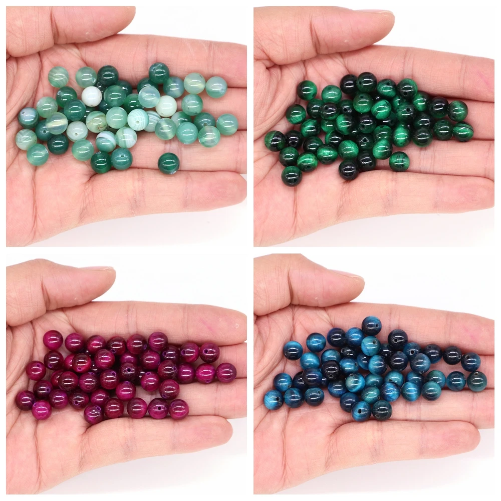 Natural Stone Bead Amethyst Amazonite Agate Crystal 4mm 6mm 8mm 10mm Round Loose Beads for Jewelry Making DIY Bracelet Necklace