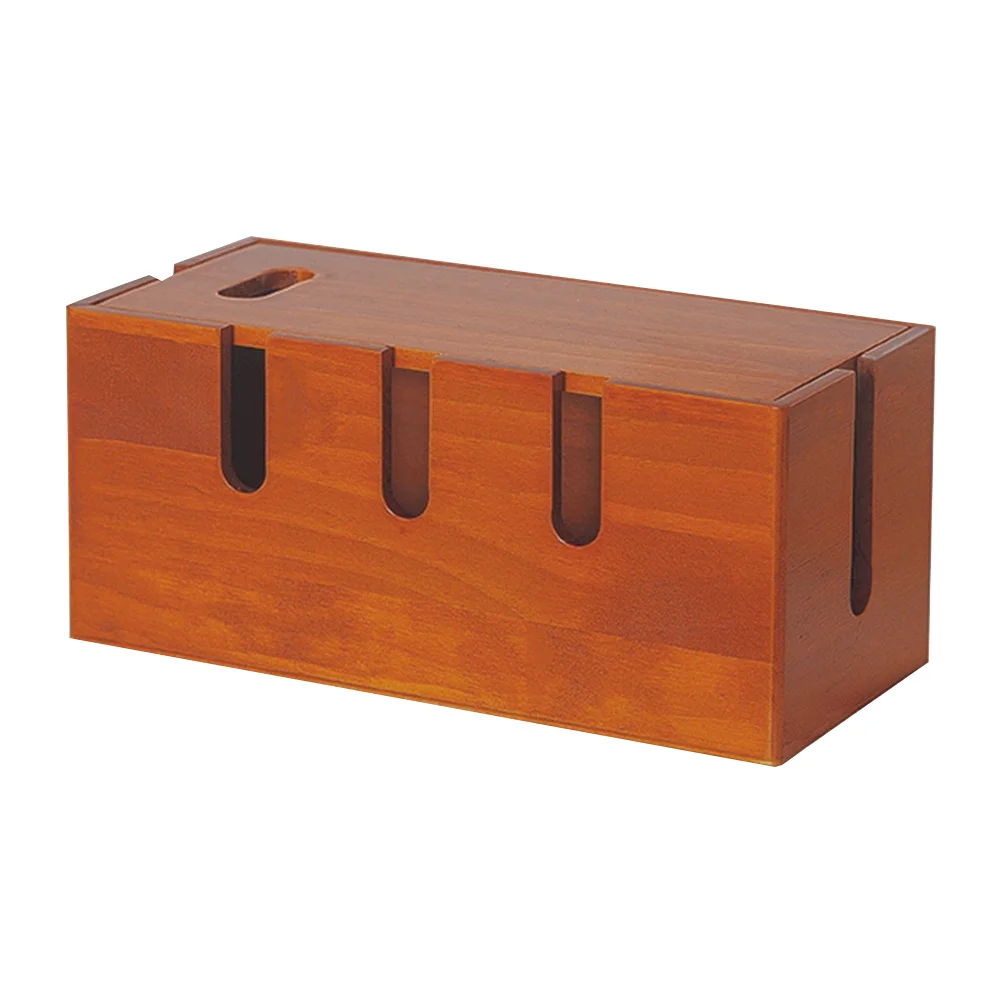 Cable Management Box Wooden Cable Organizer Power Cord Storage Case Large Desktop Cord Hider Organizer for Chargers Routers