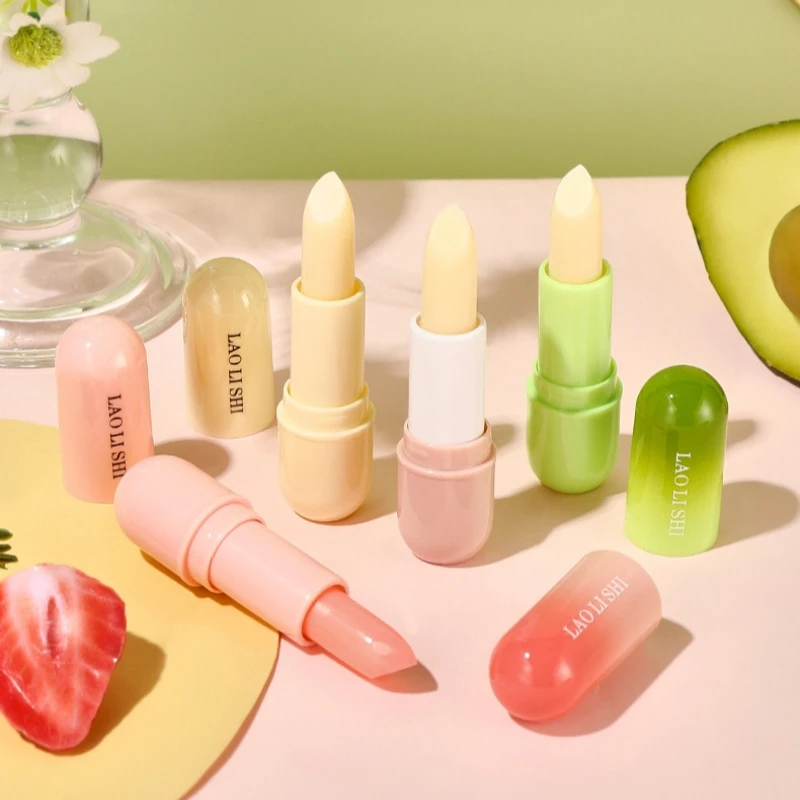 Juego de bálsamo labial hidratante Vaselina, contiene 4 estilos diferentes de bálsamo labial, cada uno 3. 5g, aguacate, melocotón, planta, estilos de fresa, textura delicada, fácil de aplicar y absorber, nutre durante cambios estacionales, previene los labios secos, envase de caja de regalo, recomendado como regalo, bálsamo labial de alto valor, cuidado de los labios
