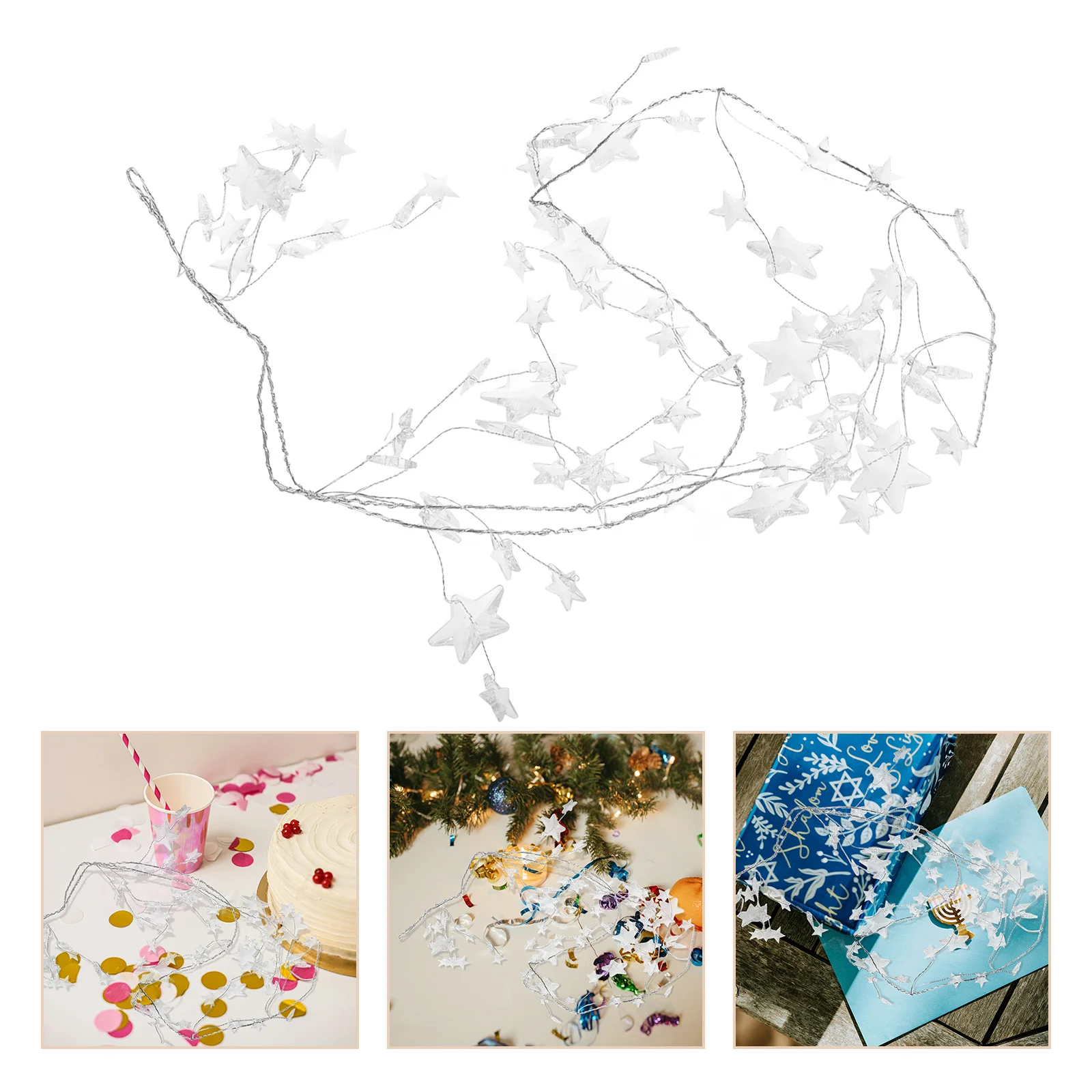 

1pcs Acrylic Star Garland Christmas Decor Crystal Bead Strings For Holiday Party Tree Mantle Fireplace Winter Wedding Hanging