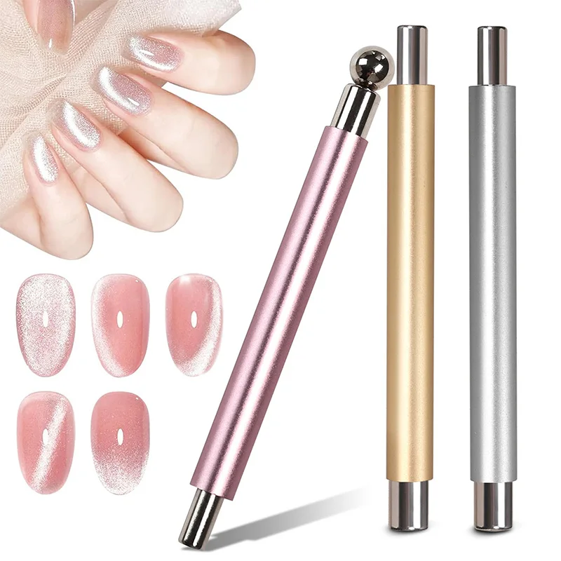 2Pcs/Set Nail Cat Magnetic Stick With Nail Magnetic Ball Tool Set Double-head Strong Magnet Pen 3D Cat Magnet Gel Nail Supplies