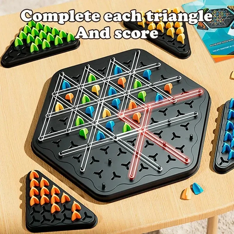 Chain Triangle Chess Game for Kids and Adults 2-4 Players Family Strategic Thinking Game Toy Parent-Child Interactive Board Game