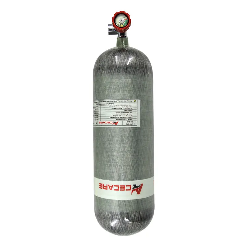 ACECARE 9L คาร์บอนไฟเบอร์กระบอก CE Scuba 300Bar Air Tank M18 * 1.5วาล์วสำหรับดำน้ำ