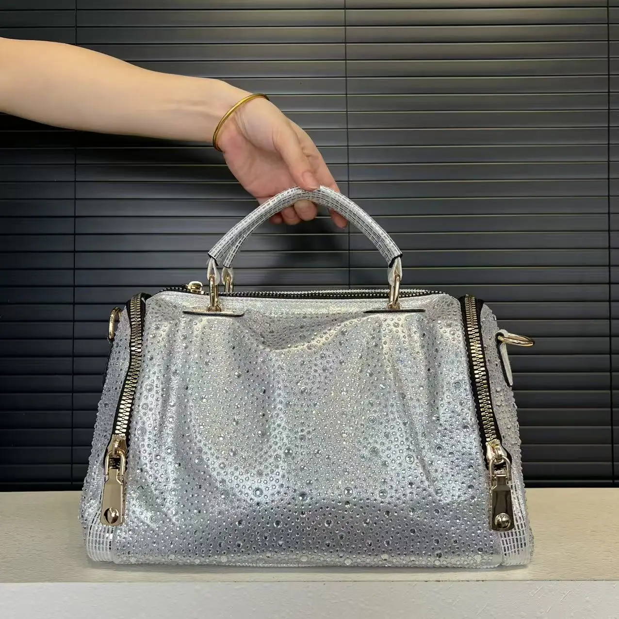 حقيبة يد نسائية عصرية أنيقة مزخرفة بالألماس مرصعة بالنجوم ذات سعة كبيرة وحقيبة كتف أنيقة #4