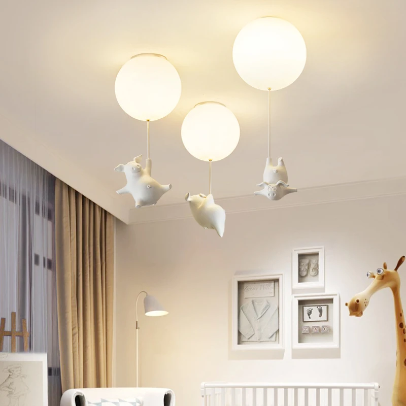 

Nordic Cartoon Pig Ceiling Lamp Balloon Children's Room Ceiling Lamp Modern Restaurant Creative Warm Boys Girls' Bedroom Lamp