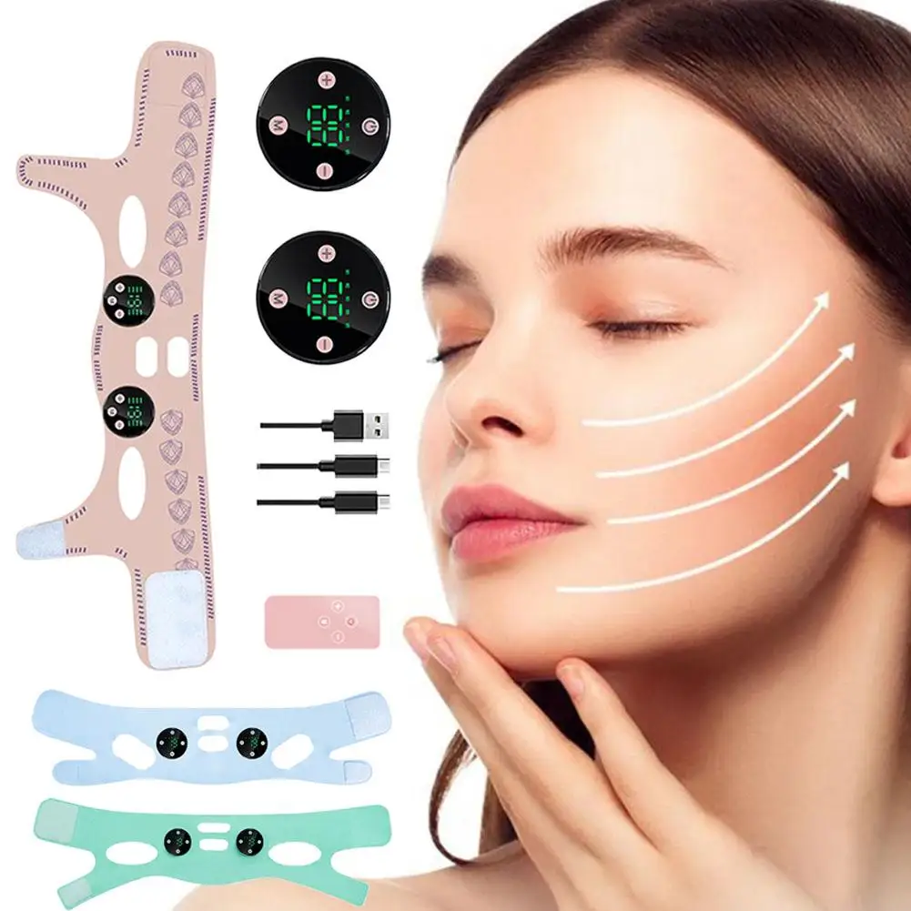 Ems Face Contouring Massage V Line Lifting Strap Dimagrante Mento Usb Shaping Elettrico Ridurre Doppio Cha R2i0