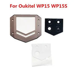 For Oukitel WP15 WP15S Cell Phone Original Rear Back Camera Lens Glass Spare Part Screen Protective Adheisive Tapes+Metal Case