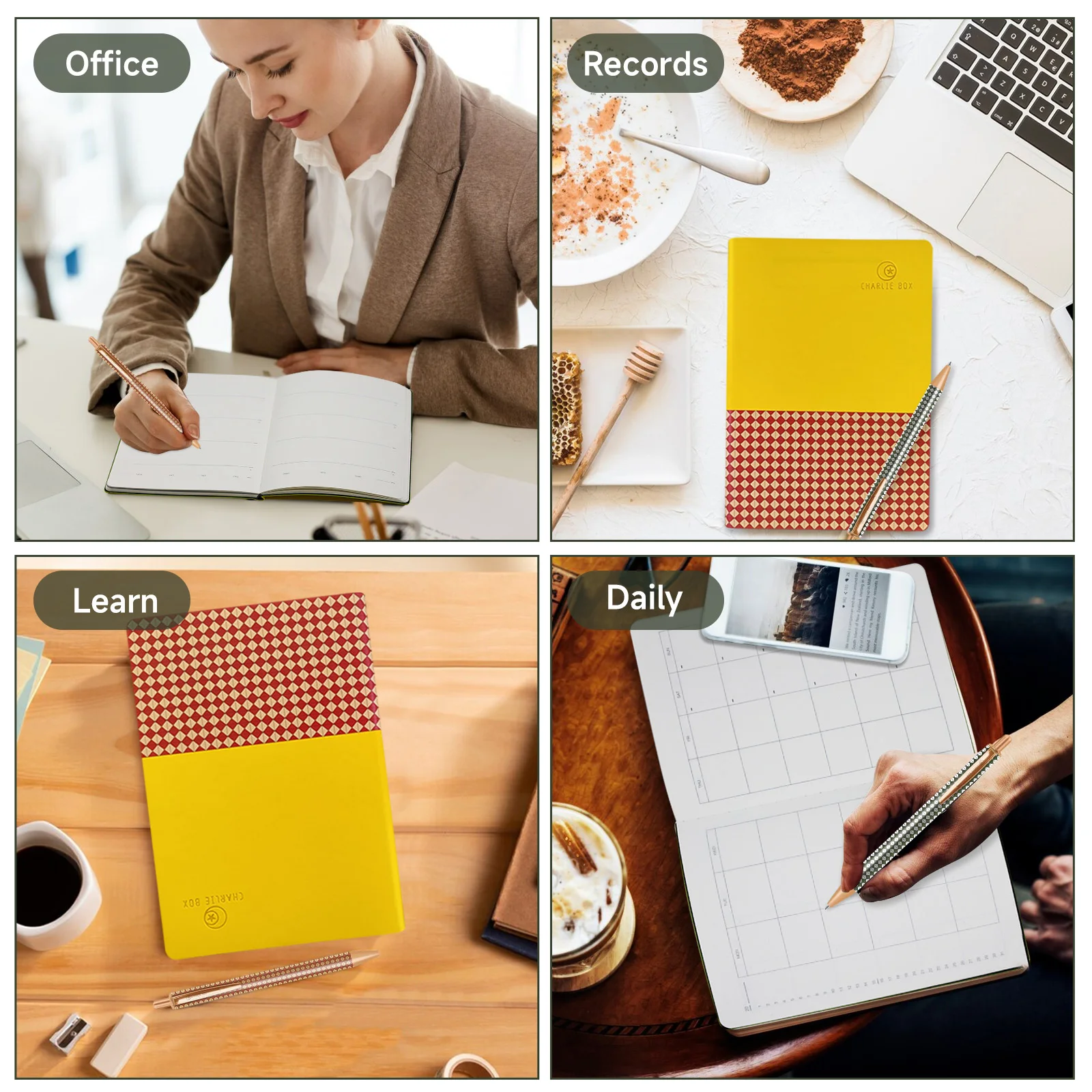 TUNJILOOL-cuaderno A5 con bolígrafos de Metal de 0,5mm, juego de papelería para negocios, oficina, trabajo, escuela, suministros de oficina, papelería