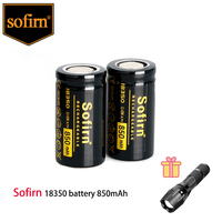 Sofirn 18350 850mah Flat Head or 1000mah Top Head Rechargeable 3.7V Lithium for Sofirn SP40 SP40A Headlamp