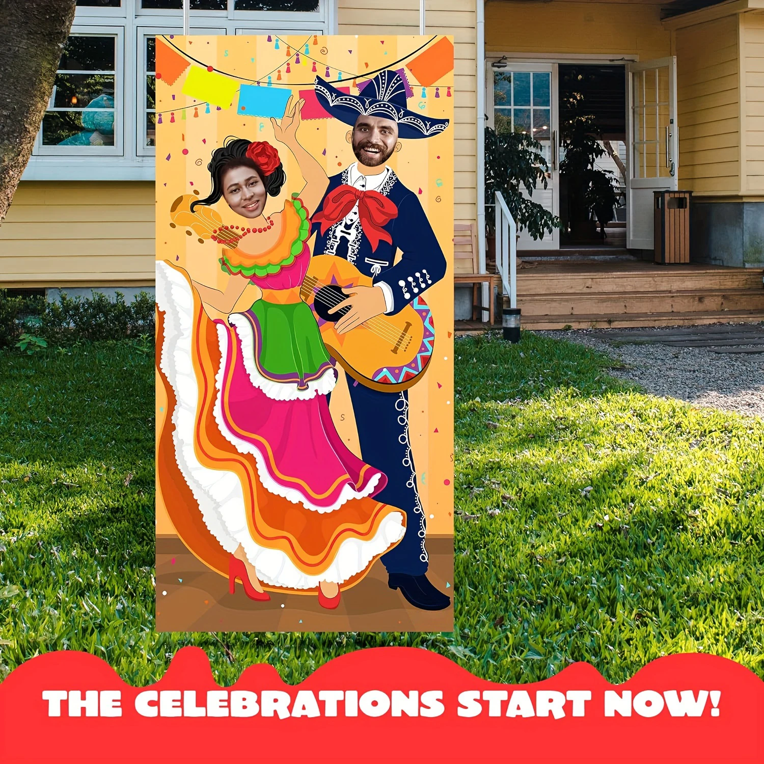 Cinco de Mayo Fiesta Couple Photo Door Banner for Party Supplies, Decoration, Mexican Theme Fiesta, Party or Festivals