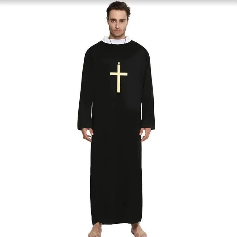 Halloween cosplay Nun dress adult male pastor costume Gladiator priest performance costume missionary crucifix cosplay costume