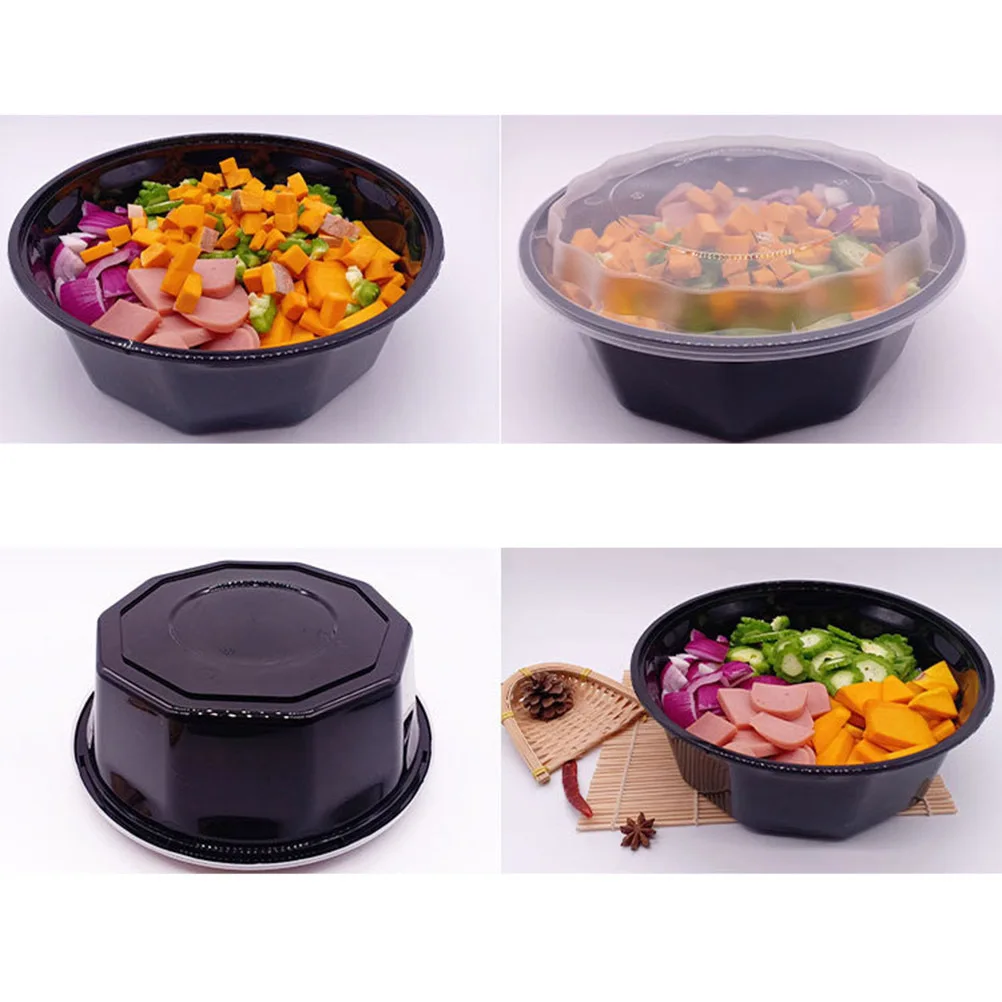 

Disposable 10 Pcs Octagonal Bento Boxes 2000ml Meal Prep Container Set Plastic Food Storage Lunch Box for Takeaway