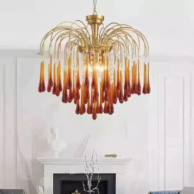 

Французские красочные хрустальные светодиодные подвесные светильники в форме капель дождя, романтические люстры для гостиной, домашнего декора, прямые поставки с завода