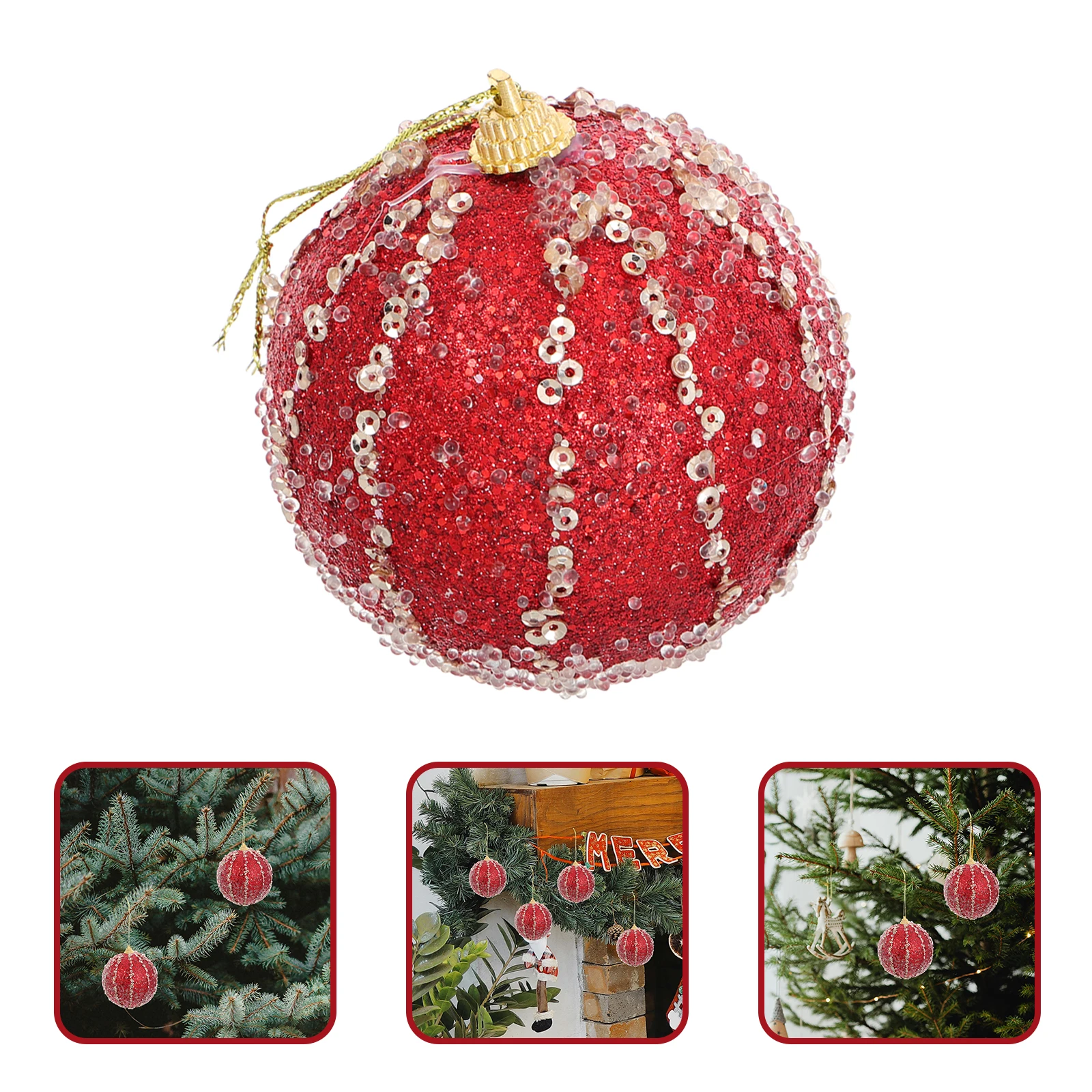 

4 Pcs 8cm Christmas Decoration Balls White Glitter Vertical Stripes Xmas Tree naments Pendant Hanging Party