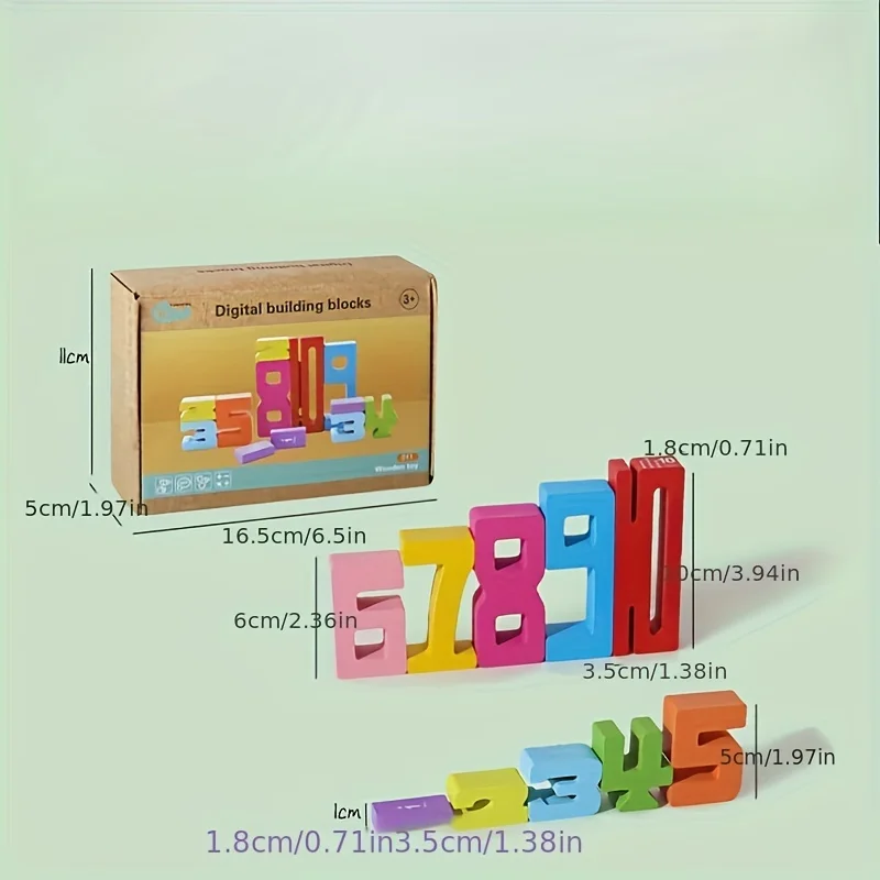 Blocos de construção digitais 3d, números 1-10, brinquedo de reconhecimento de desenvolvimento educacional infantil, brinquedos de educação precoce montessori