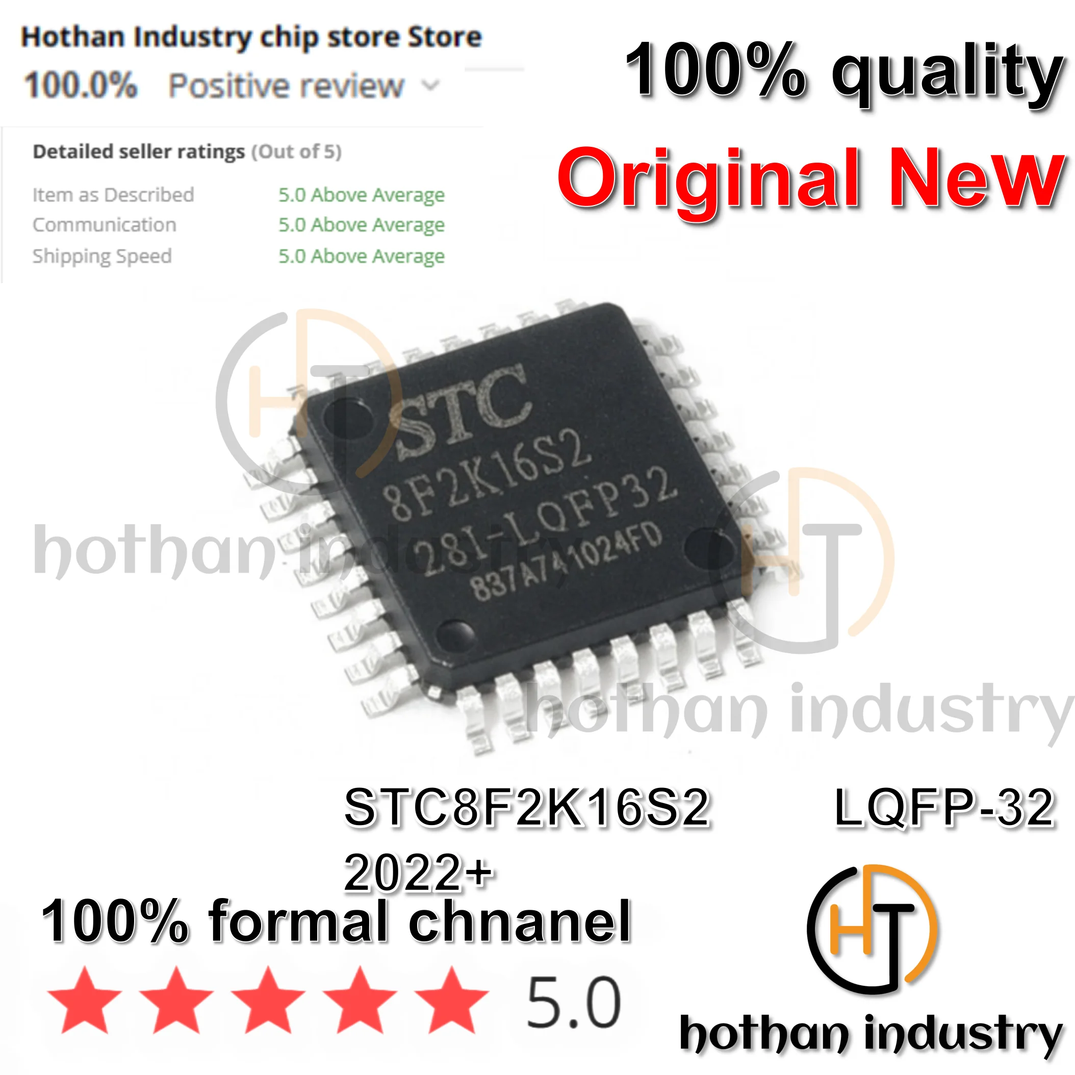 100% NEW STC8F2K16S2 LQFP-32 Working voltage: 2V ~ 5.5V CPU bits: 8-bit CPU core: 8051 Main frequency (MAX): 33MHz ROM