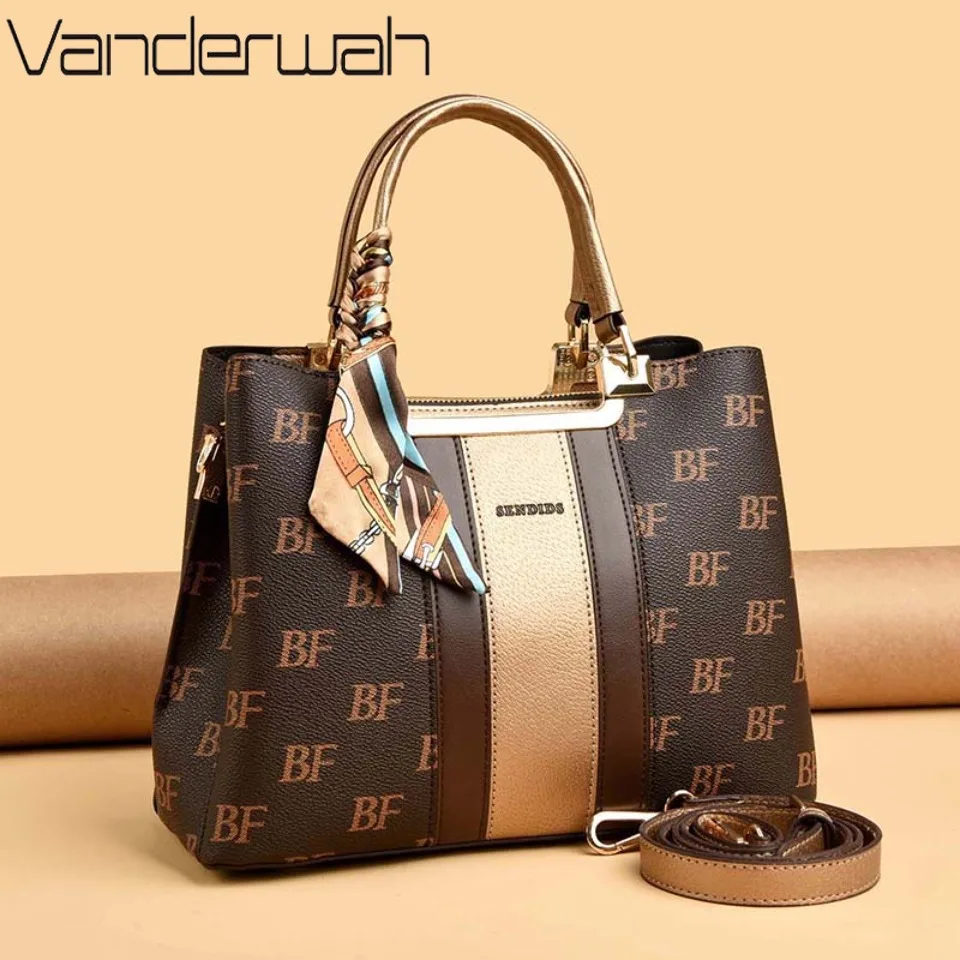 

3 Layer Luxury Soft Leather Shoulder Bags for Women Print Large Capacity Crossbody Messenger Sac Designer Ladies Top-Handle Bags