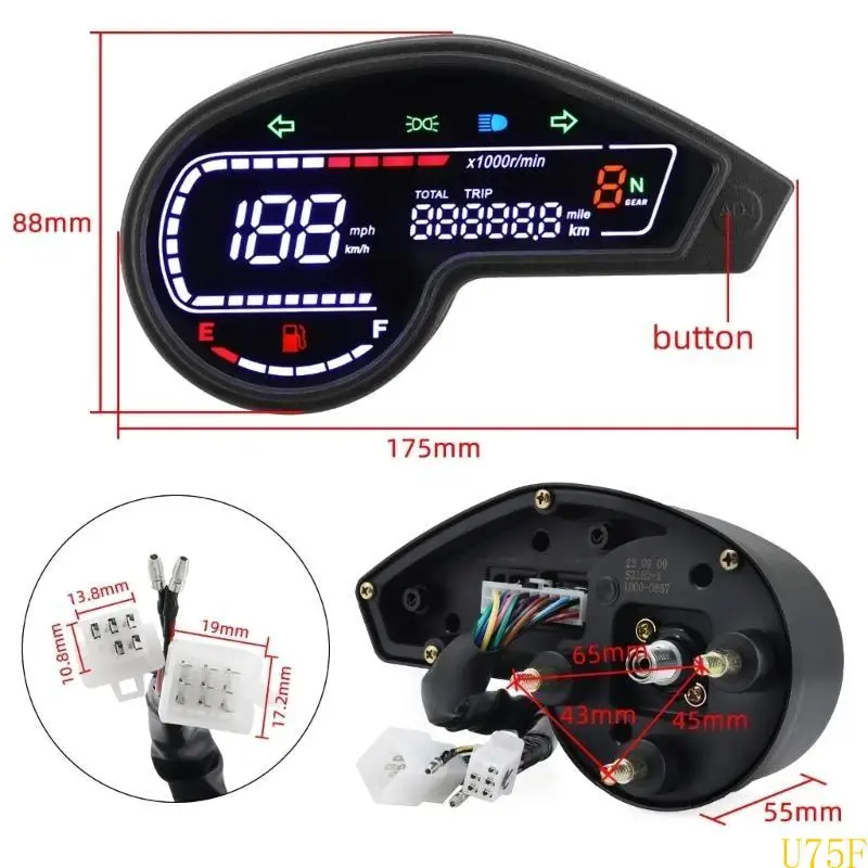 

Replacement Accessory Motorcycle Digital Odometer Tachometer Speedometer for NXR150 NXR125 Bros XR150 GY200 03-14