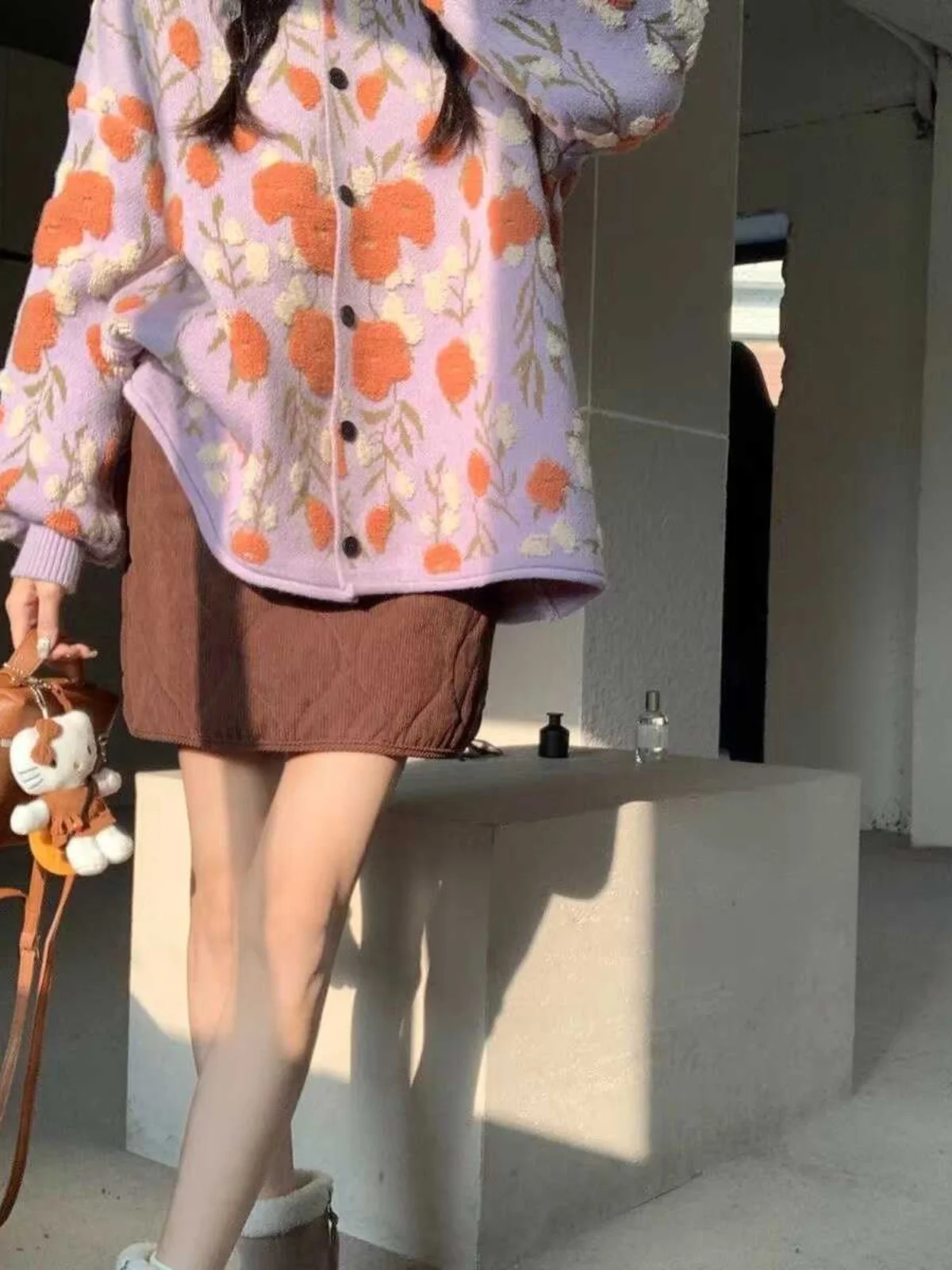 Plus Size Strickjacke Pullover Herbst Winter Lazy Sle 3D Flower Long Sve Vielseitiges Top für Plus Size Damen