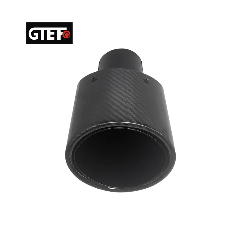 GTEFO 1 Piece Glossy Black Oval Width 105 115 130 150mm Carbon Fiber Stainless Steel Exhaust Tips Exhaust Muffler