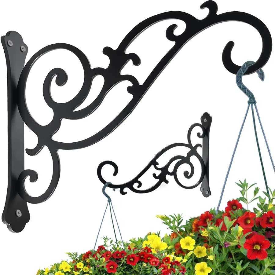

Hanging Planter Hooks 2 PcsOutdoor Hanging Brackets Wall Hook Heavy Duty Brackets Black Iron Planters Hook Indoor Outdoor Plant
