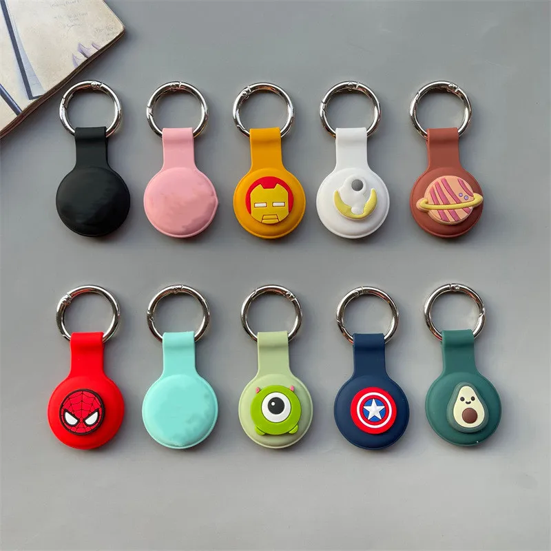 Suitable for Apple Airtags protective case silicone protective case tracker trendy cartoon cute portable circular keychain